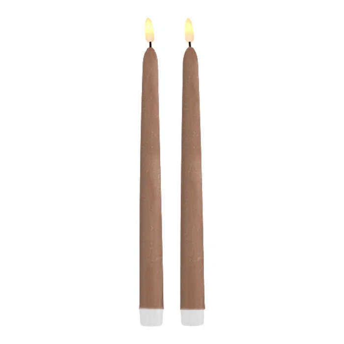LED-Stabkerzen 2x Braun - 2x25 cm