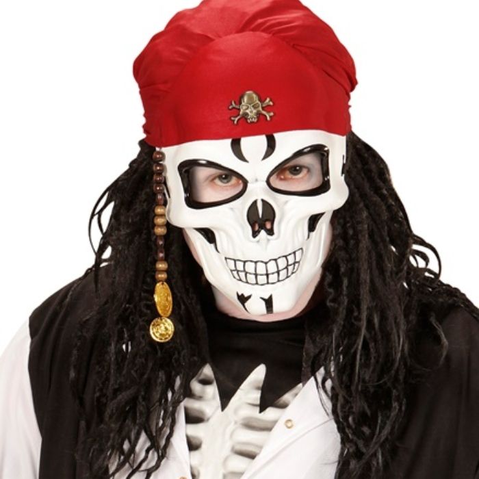 Piratenskelettmaske mit rotem Bandana 