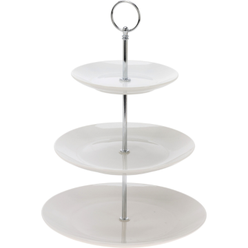 Etagere 3 Ebenen aus weißem Porzellan 25x34 cm
