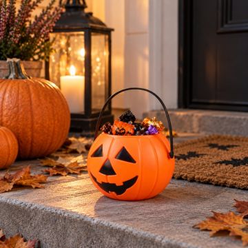 Kürbis Eimer Halloween Süßigkeitseimer 2 Liter - 14x16 cm
