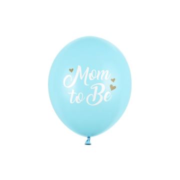 Hellblaue Babyshower-Luftballons mit weißem Druck 6x - Ø 30 cm