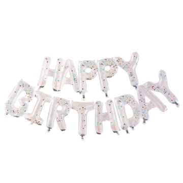 Happy Birthday Konfetti Ballons transparent - 34x26x8 cm