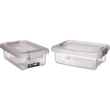 Aufbewahrungsbox 800 ml mit grauen Clips