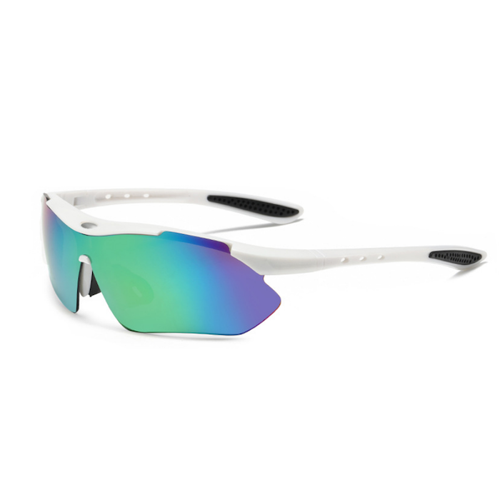 Laufbrille weiß m. blauen Spiegeleffekten - Einheitsgröße