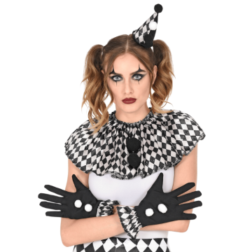 Schwarz/weißes Harlekin-Kostüm - 3 Teile