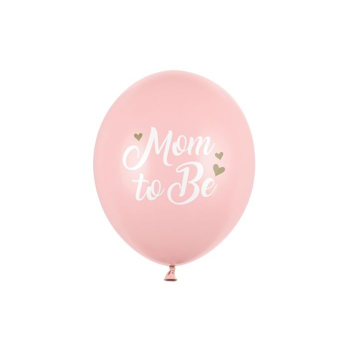 Rosa Baby Shower Ballons mit weißem Schriftzug 6x - Ø 30 cm