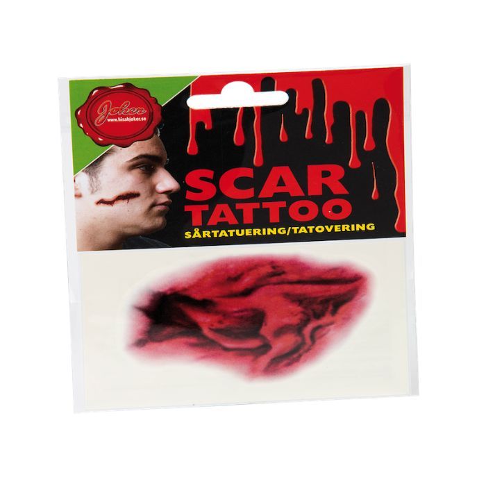 Blutiges Wund künstliches Halloween Tattoo 9 cm