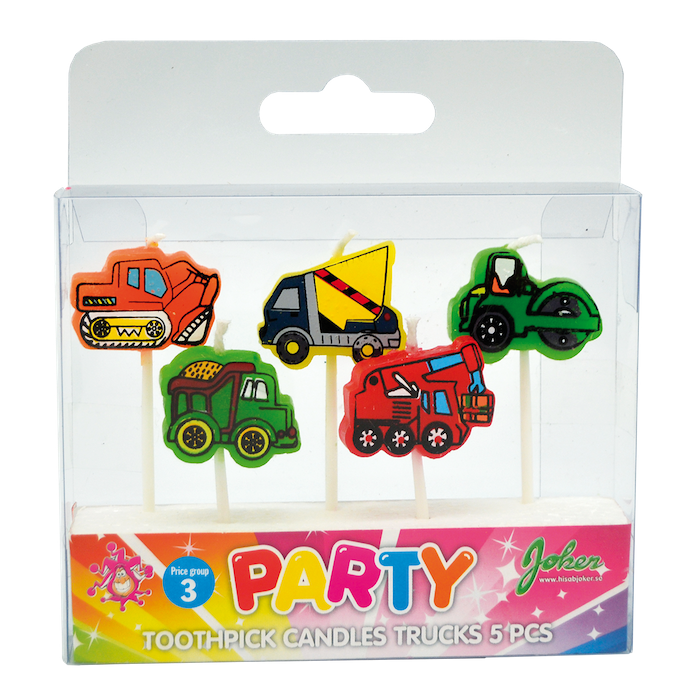 Kuchenkerzen mit Lastwagen und Baggern 5x