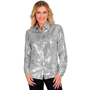 Paillettenshirt für Damen in Silber