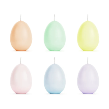 Pastel Oster-Ei Stearinlichter 6x - 7 cm