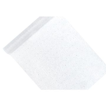 Organza Tischläufer Weiß Perlmuster - 9 Meter