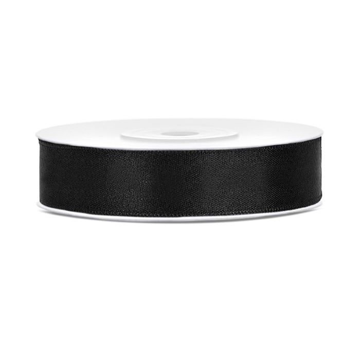 Schwarzes Satinband - 12 mm x 25 m
