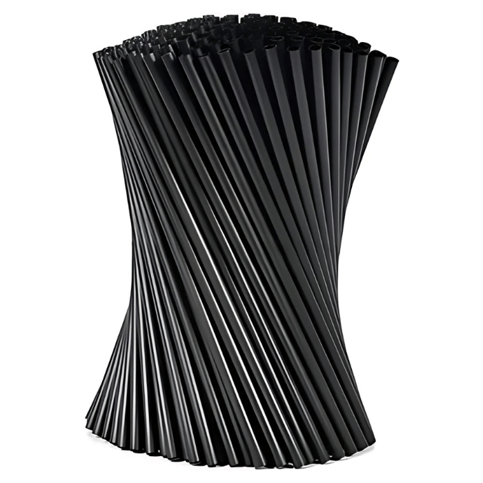 Schwarze Strohhalme 200x6mm Mehrweg 250x Plastik