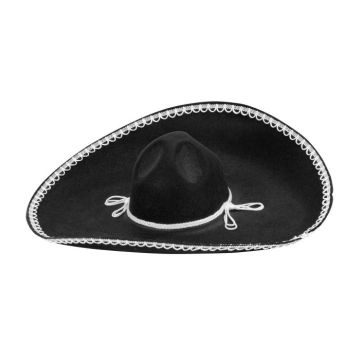 Mexikanischer Sombrero-Hut schwarz - 55 CM