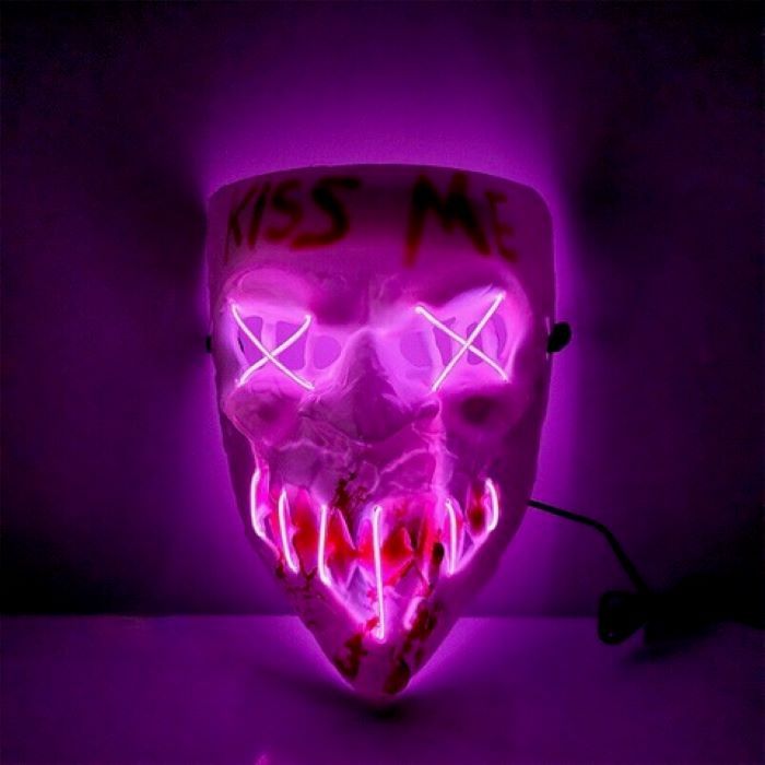 Gruselige Halloween-LED-Maske - Maske mit roter Schrift