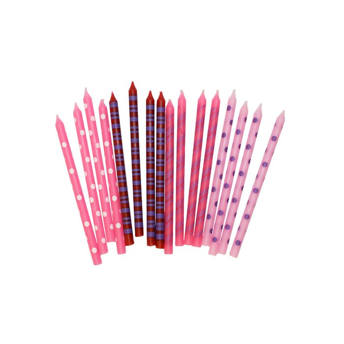 Geburtstagskerzen pink Töne 16x - 15 cm