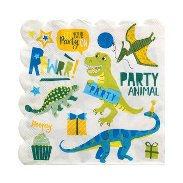 Servietten mit Dinosauriermotiven 16x