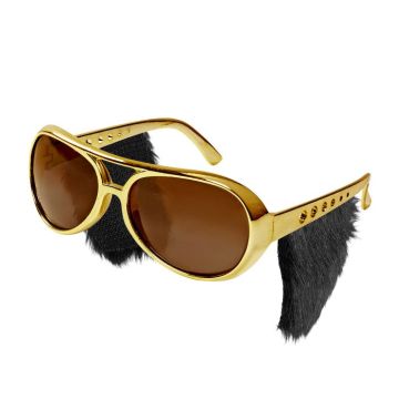 Rock'n'Roll goldene Sonnenbrille mit Schnurrbärten - Einheitsgröße
