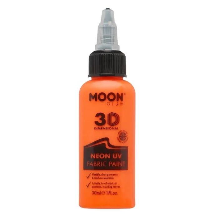 Neon UV Textilfarbe Orange 30 ml Moon Creations