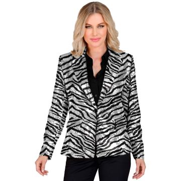 Paillettenjacke mit Zebramuster in Silber