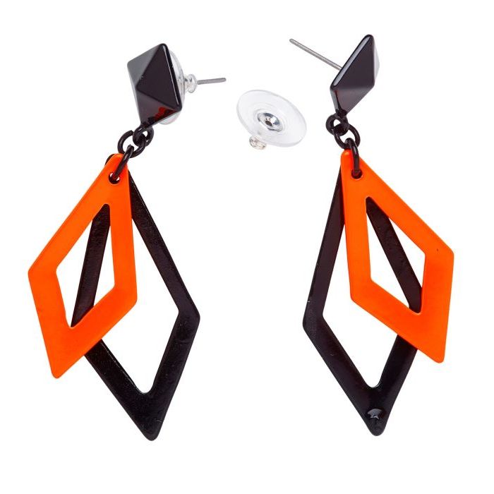 Neonorange 80er-Ohrringe in Rautenform