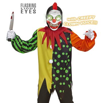 Gruseliger Clownkostüm mit leuchtender Maske