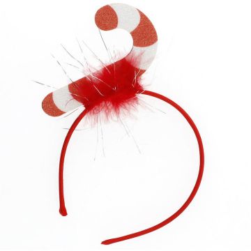 Roter Weihnachts-Haarreif mit Zuckerstängel
