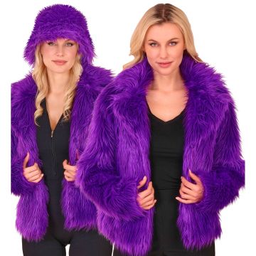 Lila Kunstpelzjacke für Damen