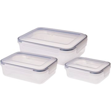 Aufbewahrungsboxen 3 Stück mit Silikonring 600-2000 ml