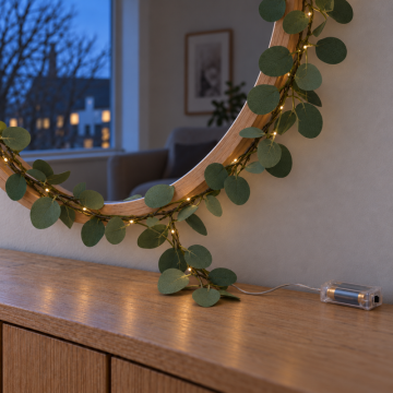 Eukalyptusgirlande mit 30 LED-Lichtern ca. 290 cm