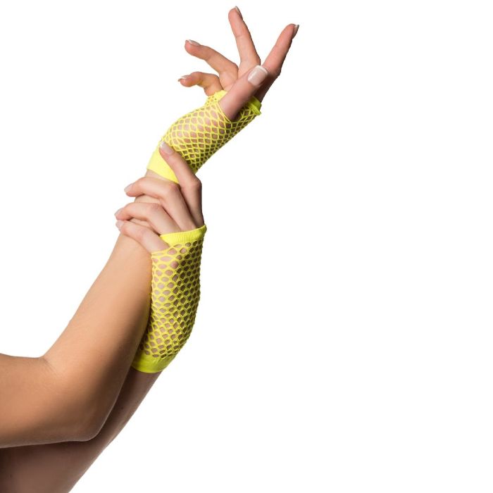 Kurze fingerlose Handschuhe Einheitsgröße für Frauen Neon-Gelb