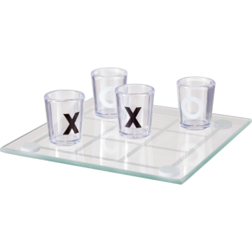 Tic Tac Toe Trinkspiel aus Glas mit 9 Shotgläsern