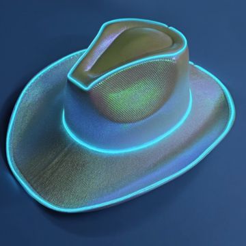 Lustiger Cowboy Rave Hut mit LED - Gelb