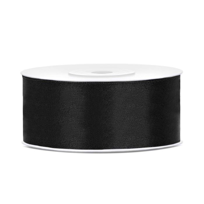 Schwarzes Satinband - 25 mm x 25 m
