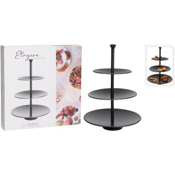 Etagere aus mattem schwarzen Edelstahl, 3 Ebenen