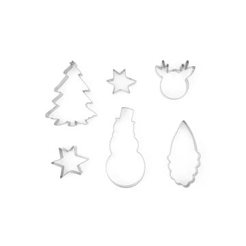 Weihnachtsplätzchenausstecher Silber 6 Stück - 8-13 cm