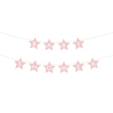 Rosa Babyshower Sternen-Girlande - 290x16,5 cm