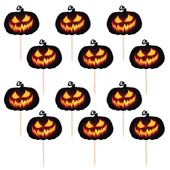 Gruselige Halloween-Kürbis-Essstäbchen 12x - 12 cm