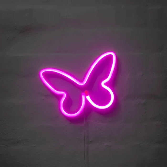 Schmetterling Neon LED-Schild - 16x23 cm