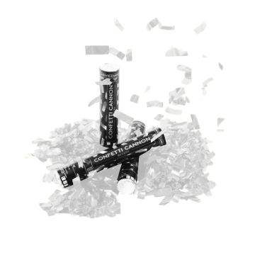 Weißes Konfettiröhrchen 40 cm PartyVikings - Metallic Rechteckig