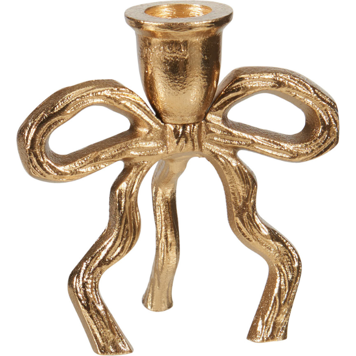 Kerzenhalter mit Schleifen-Design in Gold 11x7x12 cm