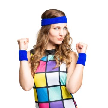 Schweißband-Set in Blau mit 2x Handgelenkbändern und Stirnband