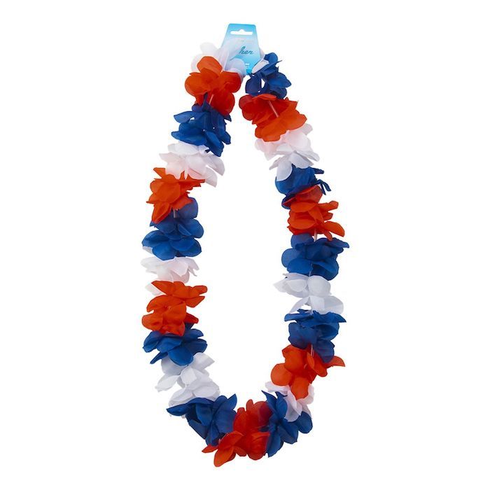 Hawaii Kette Halskette Weiß, Rot und Blau - 105 cm