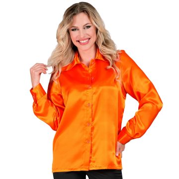 Oranges Discohemd aus Satin für Damen