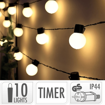 Lichterkette warm weiß 10x Lampen - 9,5 m