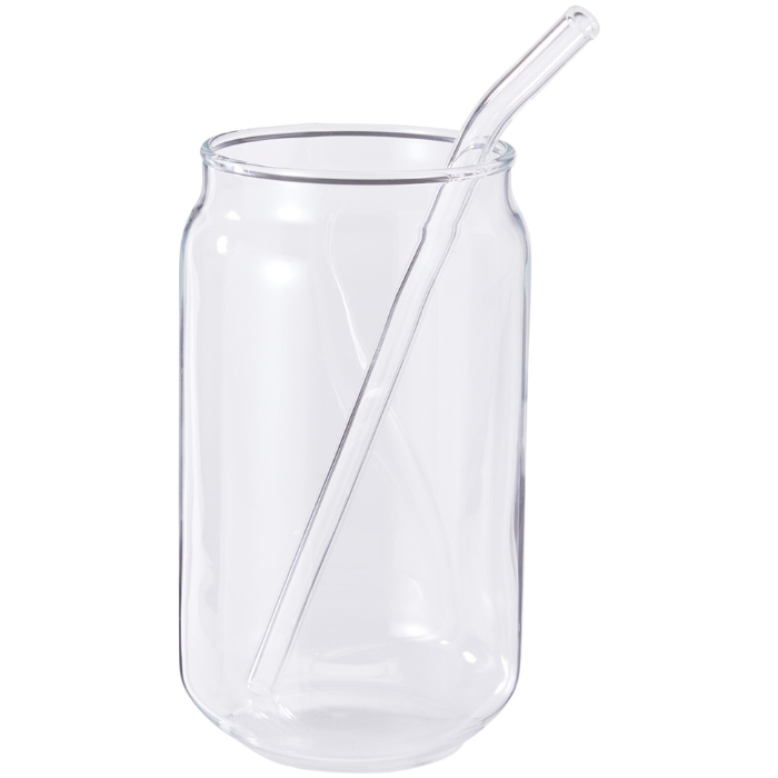 Gläser mit Glasstrohhalmen 500 ml 2x