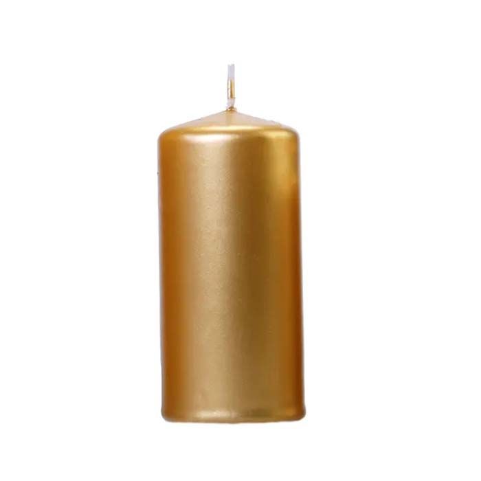 Metallic Gold Stumpenkerzen 6x - 12 x 6 cm