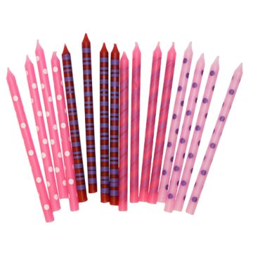 Geburtstagskerzen pink Töne 16x - 15 cm