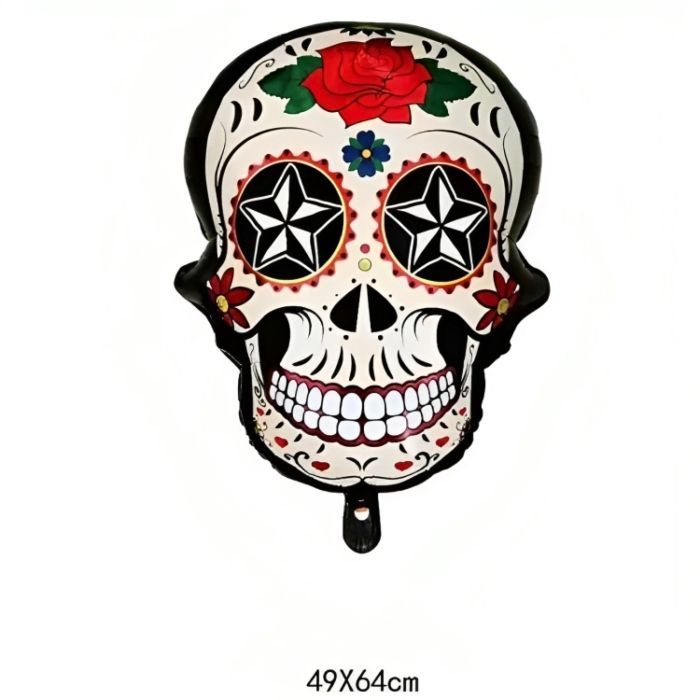Aufblasbares Day of the Dead-Skelett mit rosenmotiv