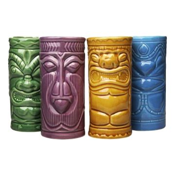 Tiki Vase Set 4x - 14x6,5 cm